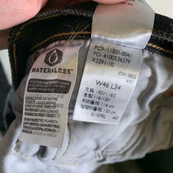 Levis 501 Jeans Mens 46x34(46x32) Black Button Fly Straight Denim 100% Cotton - Picture 10 of 13